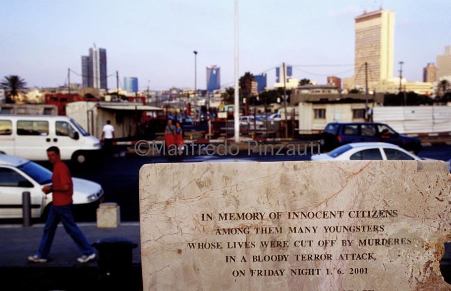Tel Aviv . Tomb stone in memory of the innocent victims died in the terror attak of June 2001 in a Disco .